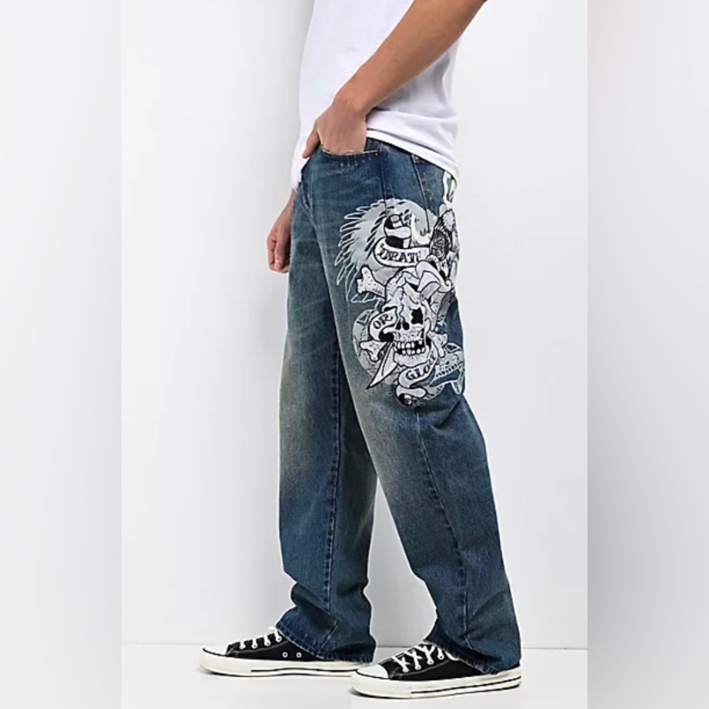 Authentic Ed Hardy Death Or Glory Classic Y2K Style‎ Denim Jeans